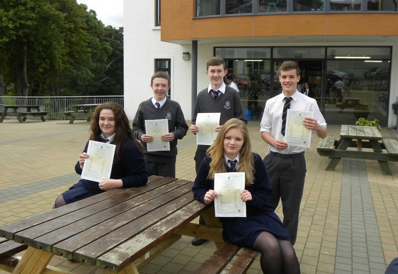 Junior Cert students with their certificates