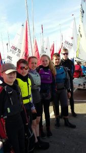 SGS sailing team L to R: Max Van Der Grijn, Gus Bamber, Sarah White, Imogen Wray, Matthew White, Samuel Wray